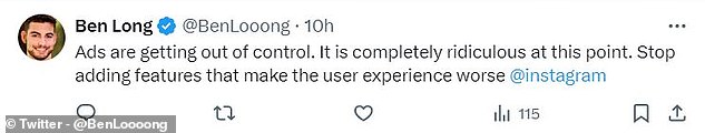 Many complained that ads on Instagram were now 
