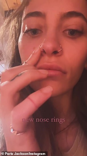 Jackson also unveiled her 'new nose rings' via Instastory on Monday.