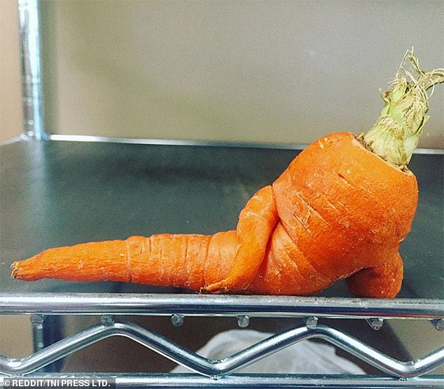 A carrot looks particularly sensual in images shared online, as it appears to have a 