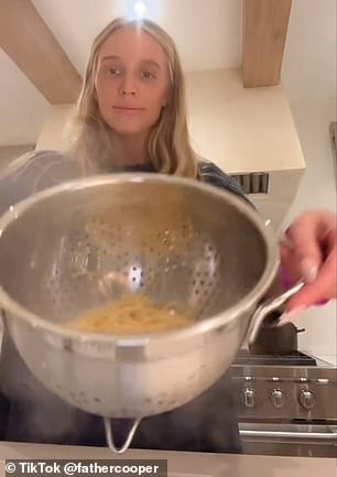 The 29-year-old podcaster posted her 'girls dinner' recipe on TikTok for her more than 1.8 million followers.