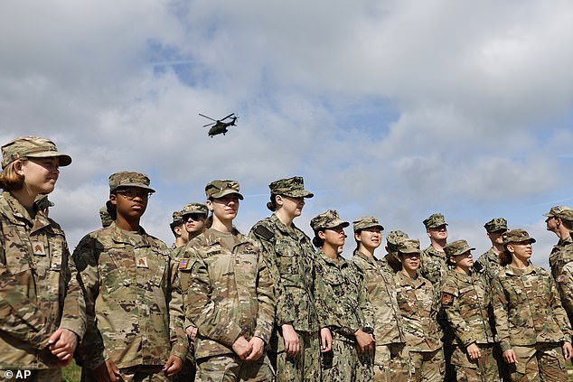 Several active-duty U.S. soldiers (pictured) joined veterans at the 80th anniversary event.