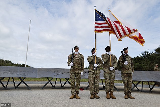 Active duty US soldiers in position at Pointe du Hox ahead of the D-Day commemoration