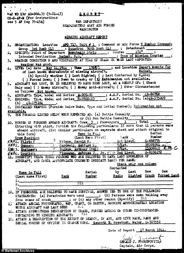 Missing Aircrew Report Number 48472D LT AMBROSE J. FINNEGAN