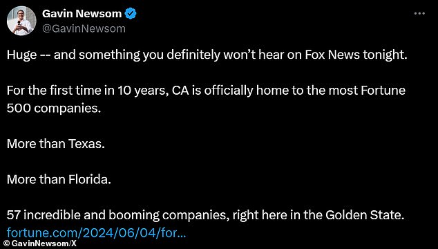 1717555711 232 Angry Californians trash Gavin Newsom when a post boasting about