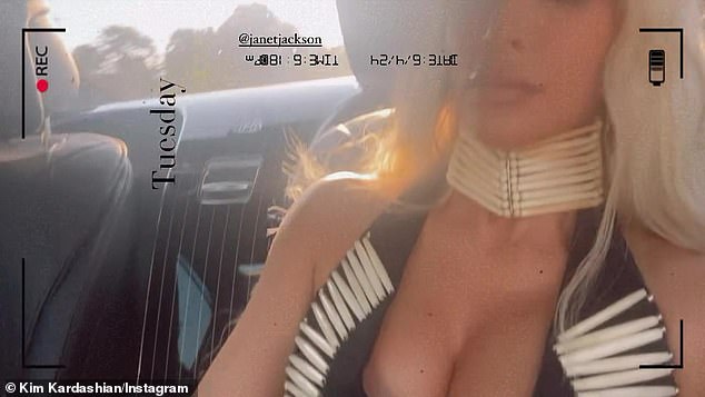 Kim filmed herself in the back seat of a luxury vehicle as she headed to Acrisure Arena in Greater Palm Springs.