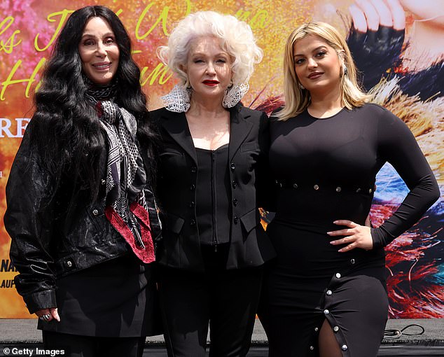 Cyndi, 70, received glowing testimonials from Bebe, 34, and Cher, 78, before placing her prints in cement in front of the iconic showbiz monument.