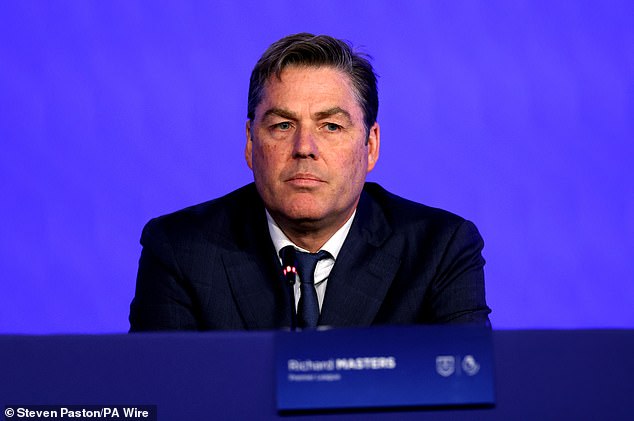 The Premier League (pictured CEO Richard Masters) previously accused the club of 115 breaches of spending rules.