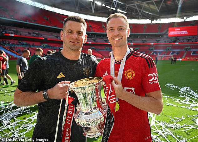 Veterans Tom Heaton (left) and Jonny Evans (right) are still in contract negotiations.