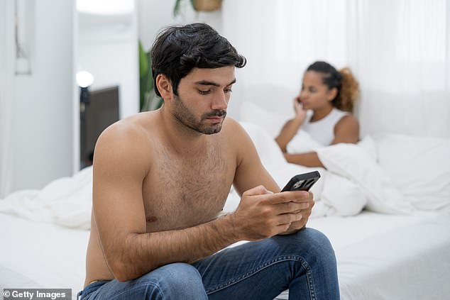 One of the main signs of a cheater is being glued to their phone, even taking it to the bathroom.