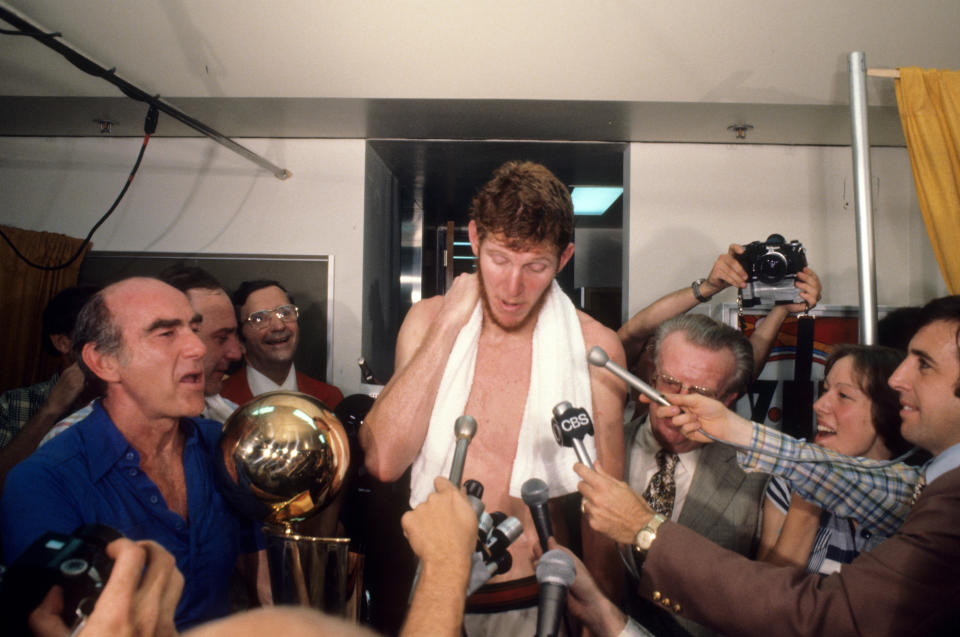 Walton speaks to the media after leading the Trail Blazers to glory. (Hank Delespinasse/Sports Illustrated via Getty Images)