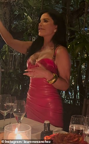 Later, Lauren donned a tight red leather dress as the group went out to eat together.