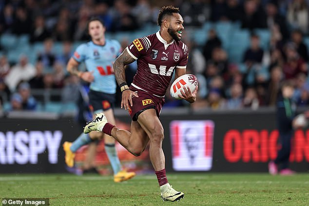 Hamiso Tabuai-Fidow replaced at fullback after Walsh was removed from the game and recorded a rare Origin hat-trick, as well as saving a try with some incredible defending.