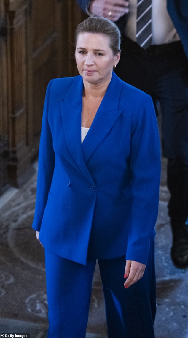 Denmark's Prime Minister Mette Frederiksen (pictured) joined the royal family for the service.