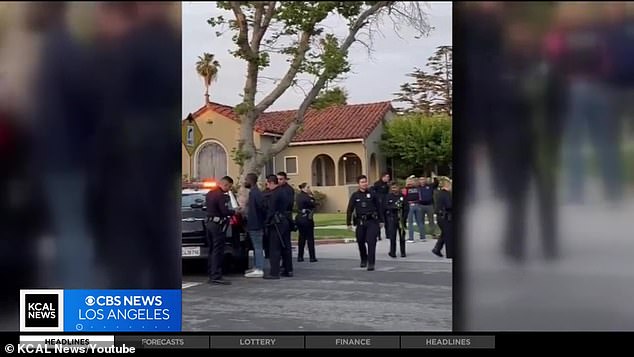 After authorities left with the individual, Tucker could be heard yelling at authorities: 'Thank you LAPD, we appreciate you very much!'