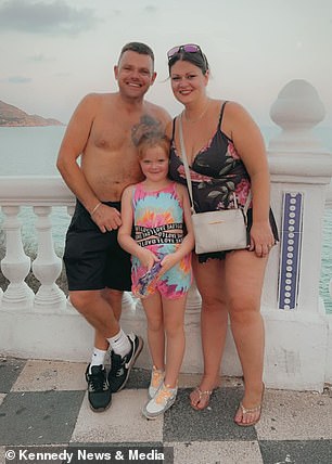 Cayleigh Tuffs, pictured with her husband Andrew and eight-year-old daughter Charley, said she was left close to tears after missing last year's crazy race.