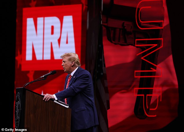 Former President Donald Trump received an endorsement from the National Rifle Association last month in Dallas, Texas. At the event, he claimed that President Joe Biden would take away members' guns if the Democrat is re-elected.