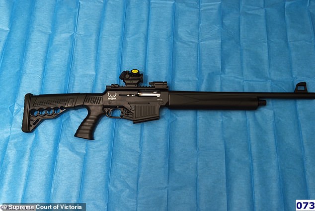 The Model S/P 12 'Barathrum Arms' 12 gauge semi-automatic shotgun used to kill Carol Clay