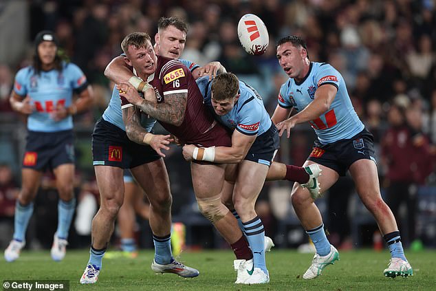 At the Origin games (action from Wednesday night's clash, pictured) about half the population breaks their weekly routine with a few drinks, while some fans prefer something stronger. Daily Mail Australia does not infer that any of the people in the photo are involved in illegal drug trafficking.