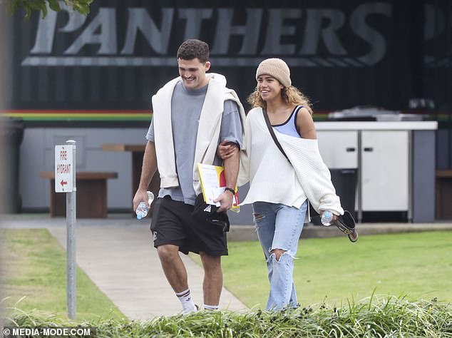 Cleary, who is recovering from a hamstring injury that caused him to miss the first Origin match for NSW on Wednesday, was wearing a tagged shirt and black shorts.