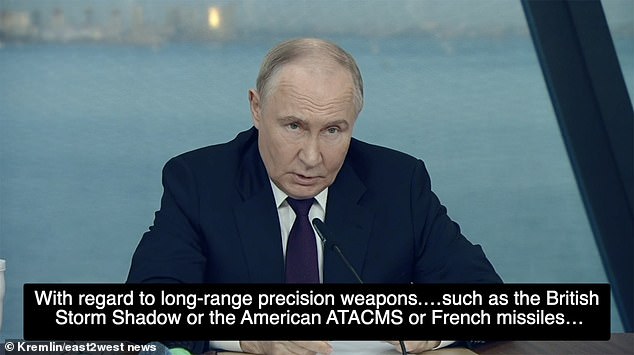 Vladimir Putin threatened to supply missiles to Britain's enemies so they can attack the UK in revenge for supplying Ukraine with long-range Strom Shadow missiles.