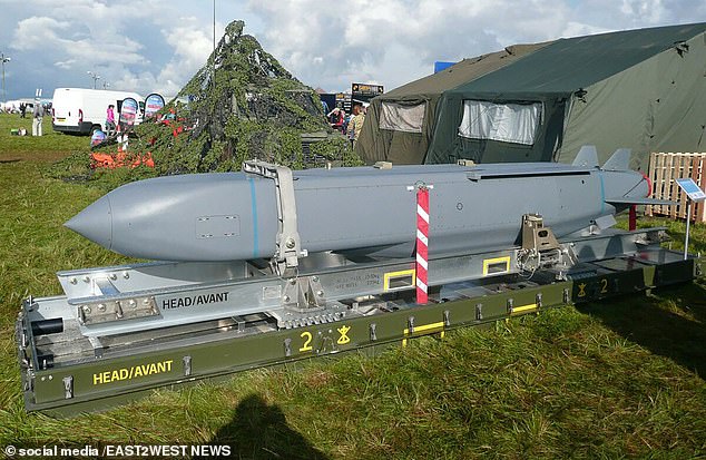 Russians examine downed British Storm Shadow missile (pictured)