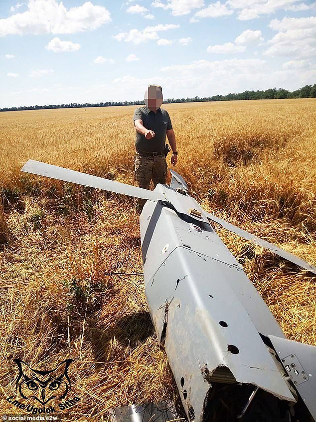 The missile was seen in images with minor damage after being shot down in a cornfield near Berdyansk before being stuffed into a Russian vehicle.