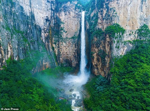 Millions of tourists visit the 300-meter-high waterfall every year.