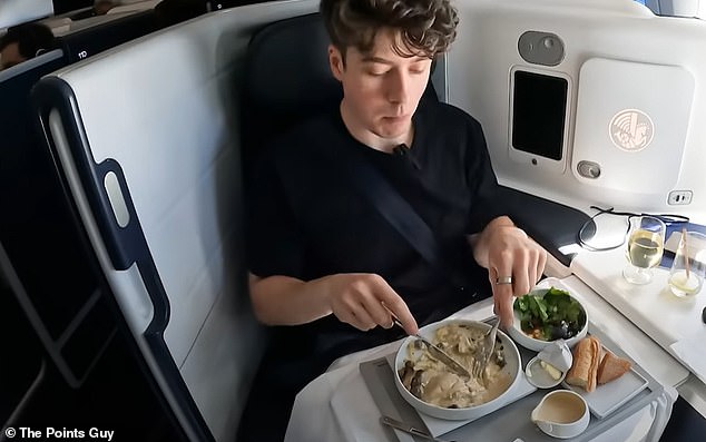 A little special: Liam declares his trip was one of the best business class flights he's ever taken