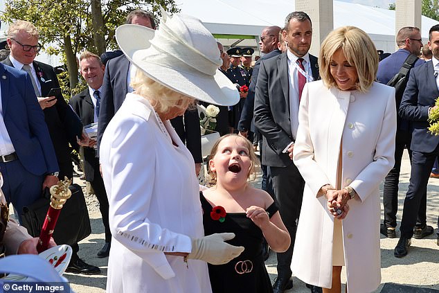 King Charles III, Queen Camilla and Brigitte Macron met young supporters during the UK Ministry of Defense and Royal British Legion commemoration event.