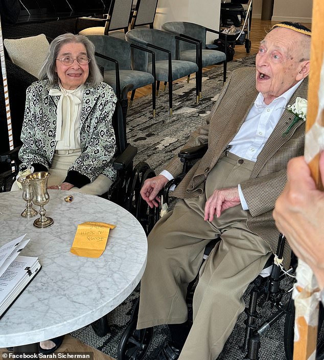 Marjorie and Bernie were married during a traditional Jewish wedding in front of 10 of their closest family members in an intimate celebration.