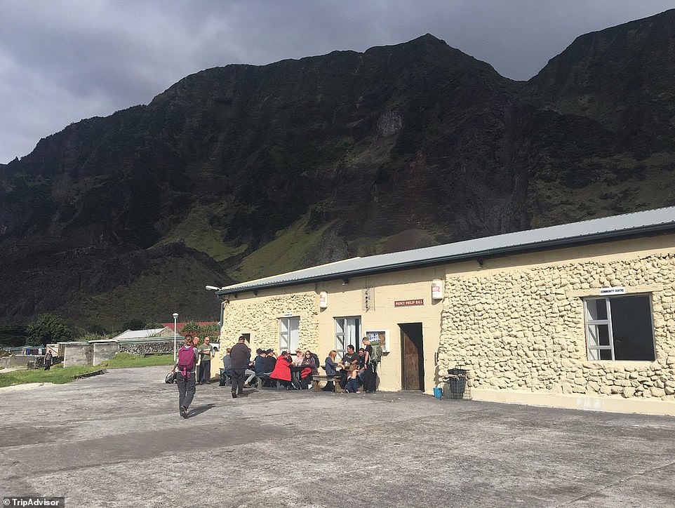 There is only one bar on the island, the Albatross Bar, which is located inside Prince Philip Hall (seen above)