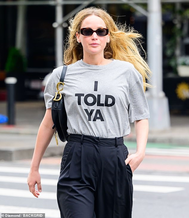 The 33-year-old Hollywood star was seen walking around New York City in a baggy shirt, which he tucked into black pants.