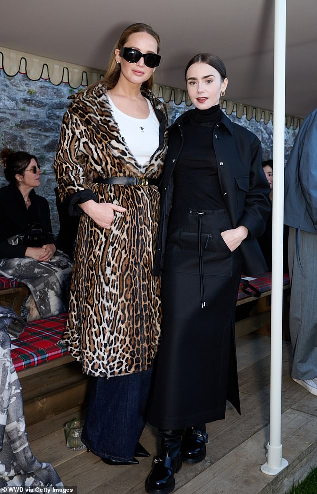 The actress posed with fellow entertainer Lily Collins at the Dior Cruise 2025 show.