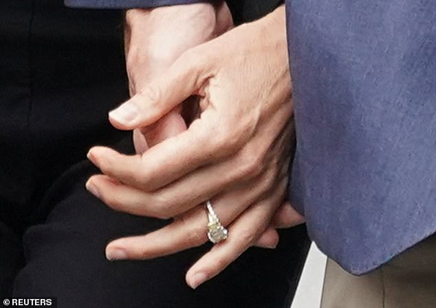 The president's daughter-in-law was seen flaunting two rings on her ring finger as she arrived with her new husband at court.