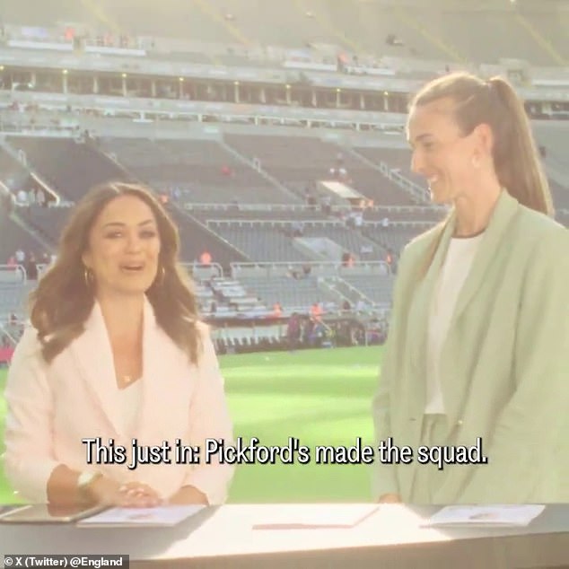 Jill Scott appeared in the video while commenting on Jordan Pickford's inclusion.