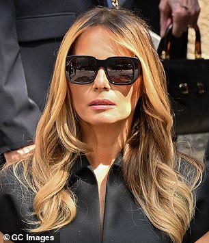 Melania wore her bold sunglasses to Ivana Trump's funeral in July last year.