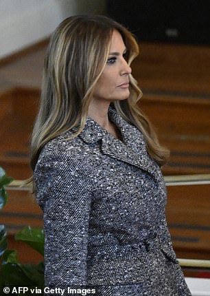 Melania wore the chic tweed jacket when she arrived at Rosalynn Carter's funeral in Atlanta last year.