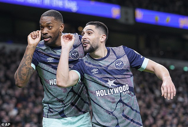 Brentford striker Neal Maupay (right) trolled Maddison after he scored for the Bees against Spurs in Maddison's first start after returning from injury in January.