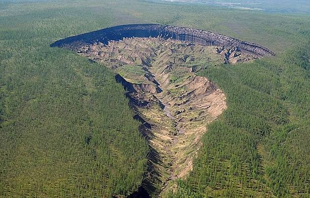 New research has found that the rate of methane and other carbon gases released as the crater (above) deepens has reached an estimated 4,000 to 5,000 tonnes per year.