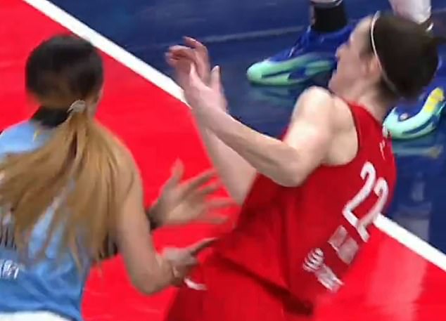 Chennedy Carter brutally hit Clark on the shoulder during the Fever-Sky game on Saturday.