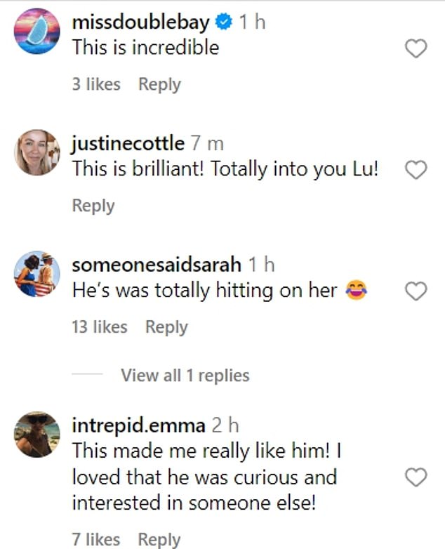 Followers quickly took to the comments section to express their amusement at the hilarious clip and joked that Austin was flirting with her.