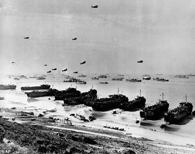 Pictured: The scene along a section of Omaha Beach in June 1944, during Operation Overlord.