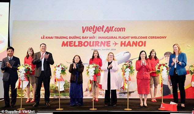 VietJet's inaugural flight to Melbourne Airport landed on Tuesday and a flight between Sydney and Hanoi will launch on June 8.