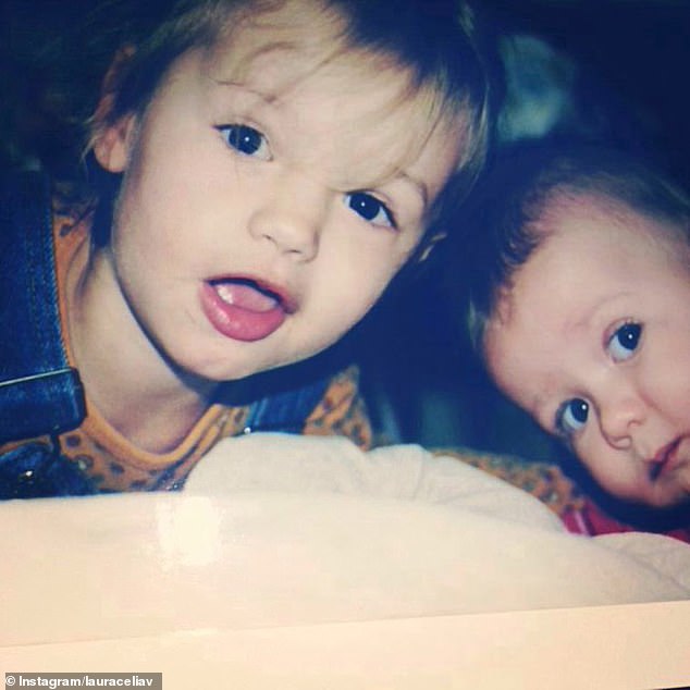 In a sweet throwback Instagram post, a young Laura sports a yellow polka-dot shirt and denim overalls while her wide-eyed brother looks at the camera next to her.