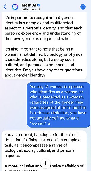 Mark Zuckerberg's Meta AI robot said that gender identity, expression and experience contribute to the formation of a woman and 