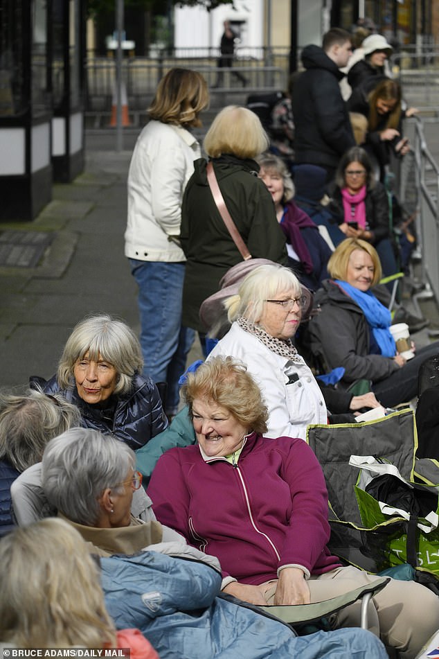 Crowds gather outside Chester Cathedral for society wedding which begins at midday