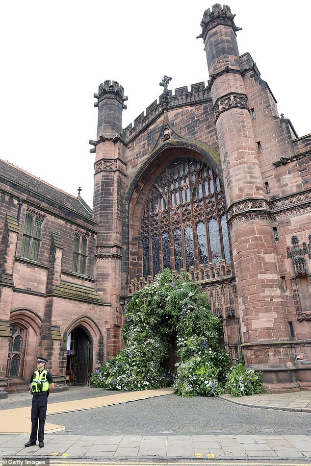 A general view of Chester Cathedral ahead of the wedding of the Duke of Westminster and Olivia Henson