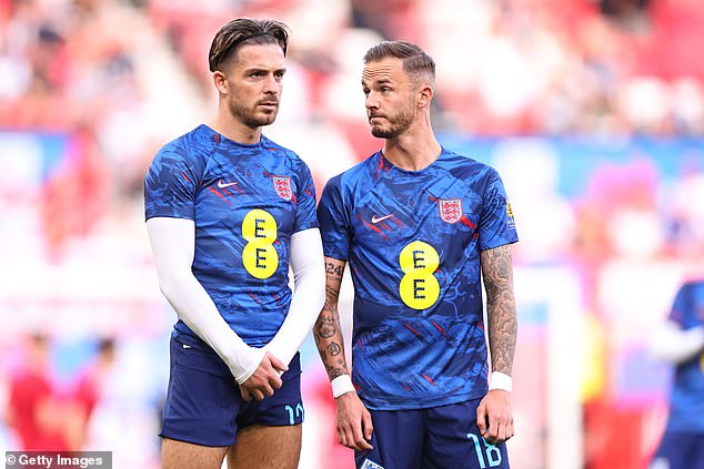 England manager Gareth Southagte insisted he took into account the recent form of Grealish (left) and Maddison (right) when deciding who to drop from his squad.