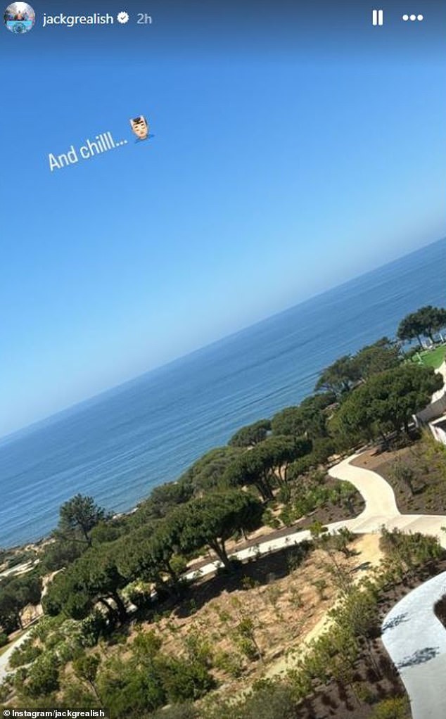 Grealish had gone on holiday and posted this snap on his Instagram, before returning to join England's Euro training camp.