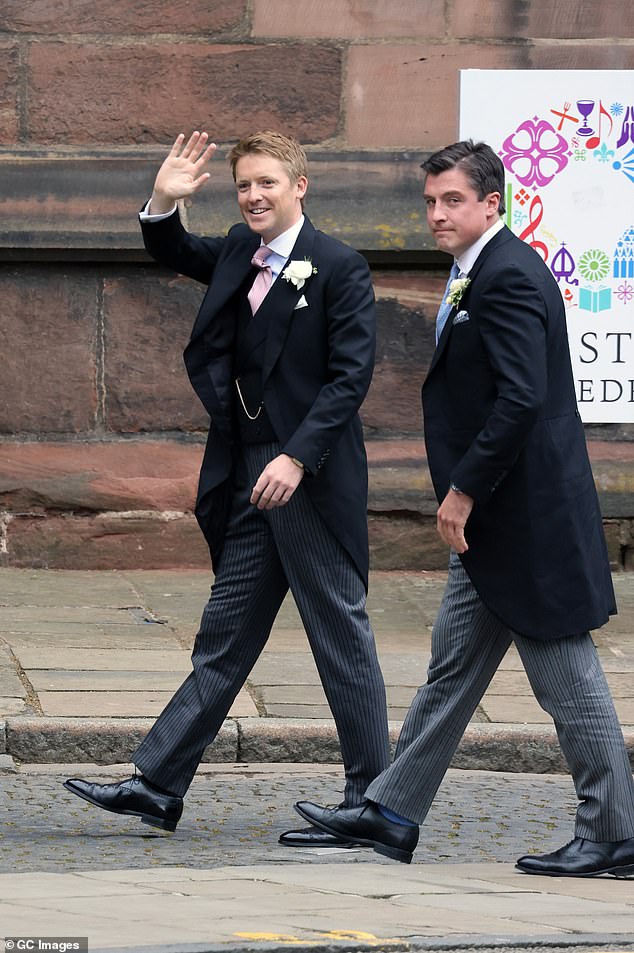 Duke Hugh Grosvenor arrives at his wedding where Prince William will be the usher